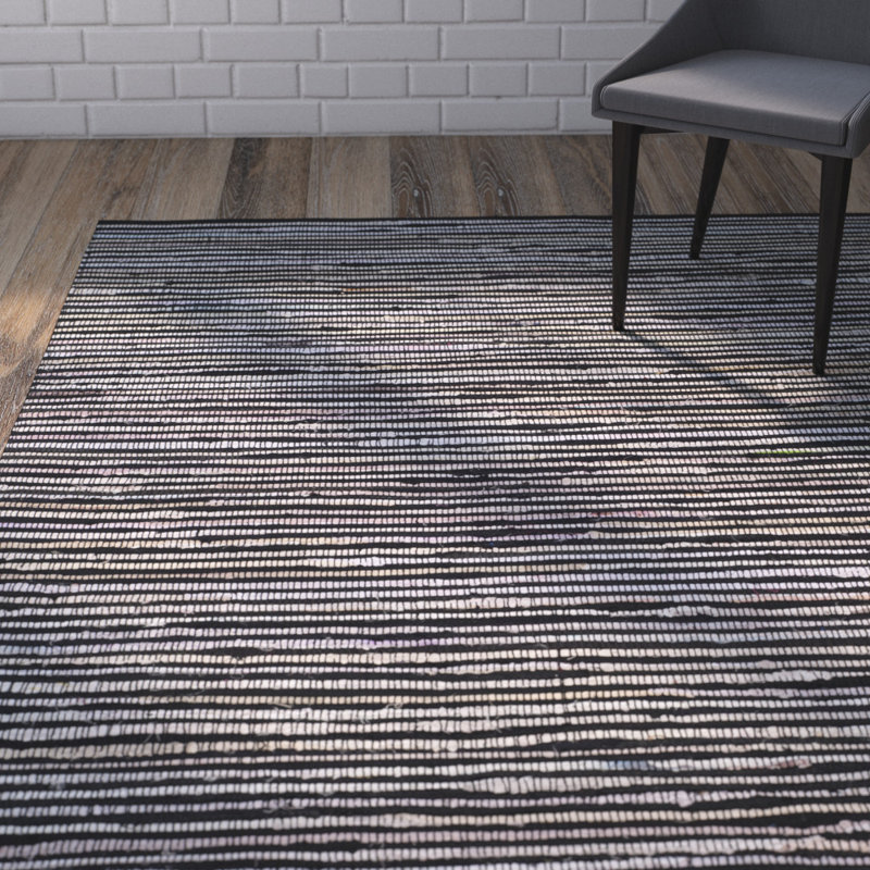 Bungalow Rose Baret Striped Handmade Flatweave Cotton Black/Multi Area